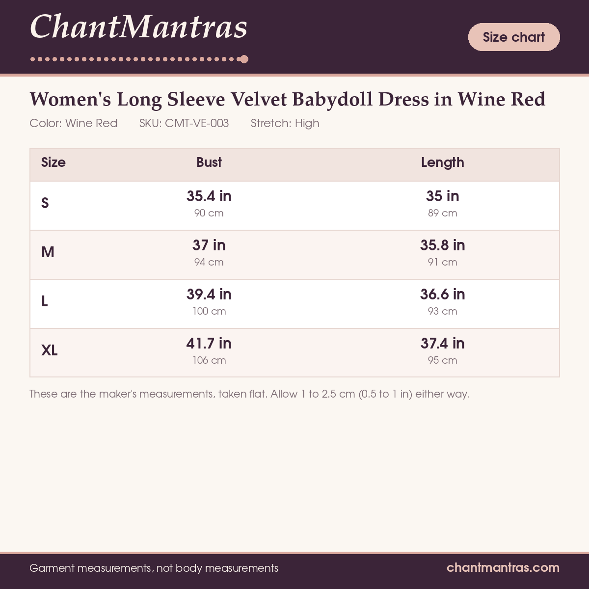ChantMantras Women's Long Sleeve Velvet Babydoll Dress in Wine Red (photo 9)