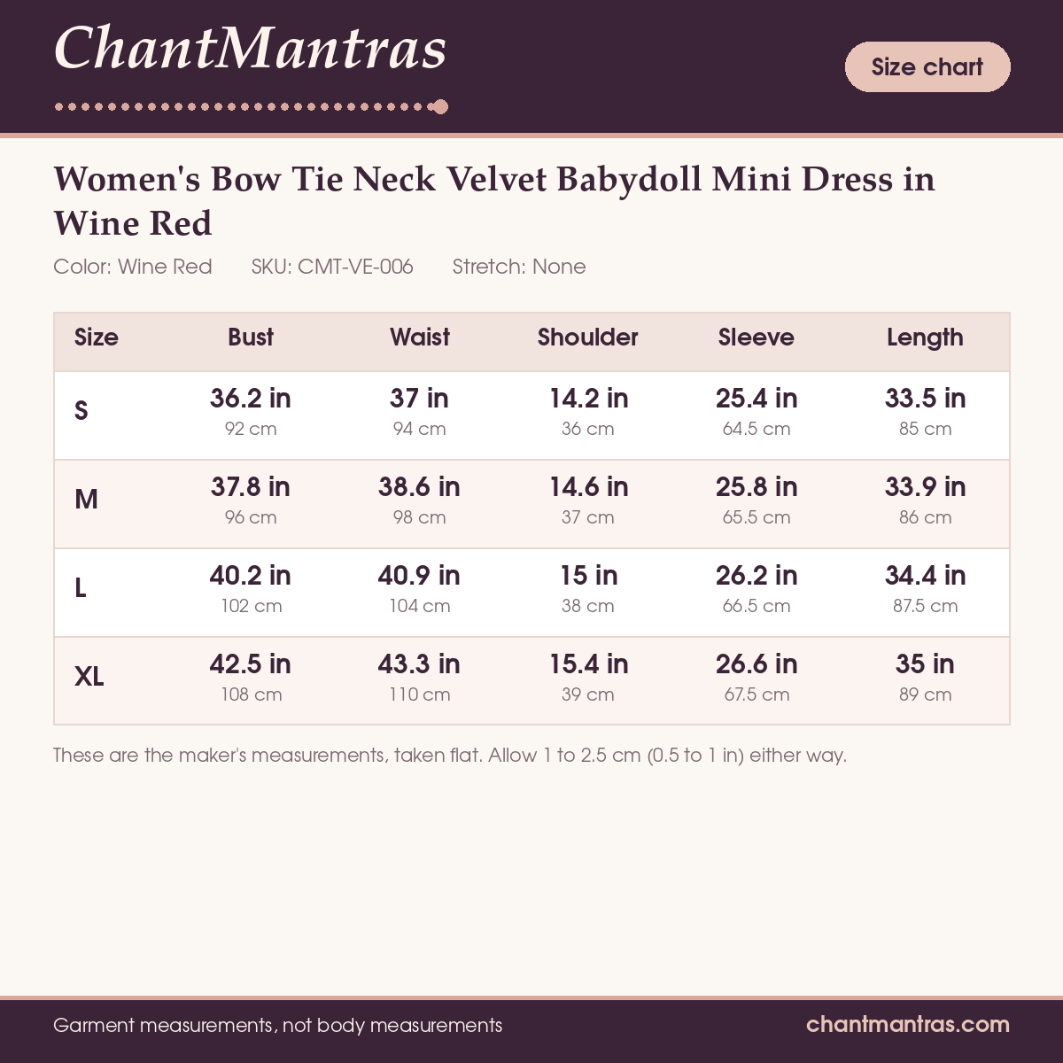 ChantMantras Women's Bow Tie Neck Velvet Babydoll Mini Dress in Wine Red (photo 9)